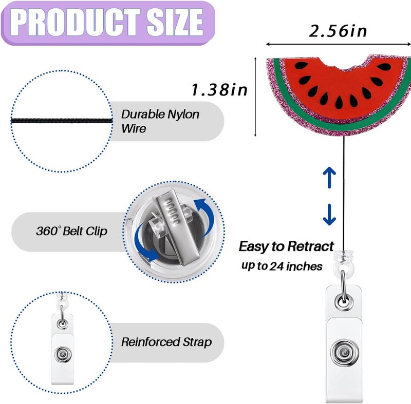 Bydevia Funny Watermelon Badge Reel Retractable for Nurse Nursing Student RN CNA Medical Worker & Teacher, Cute Nurse Badge Accessories, Summer Fruit Badge Holder with Alligator Clip & 24” Durable Nylon Cord - Image 2